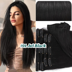 Echthaar Clip In Extensions Remy Haar HaarverlÃ¤ngerung 8 Tressen Set 30-60cm DE