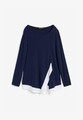 Neu Shirt Gr. 48/50 Dunkelblau Weiß Damen Langarmshirt Tunika Oberteil
