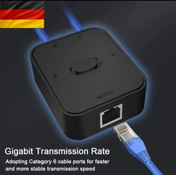 LAN Splitter 1 auf 2 Gigabit Ethernet Switch 2-Port Netzwerk Kabel Verteiler