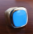 Herren Ring aus Gelbgold (333/ 8k) mit hellblauem Achat, 9 g, RG 64, gebraucht