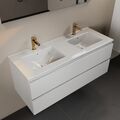 keramik waschtisch set weiß aivy eco 120 cm weiß doppelbecken mit hahnloch