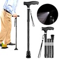 Gehstock Spazierstock Faltstock Klappbar Krückstock Alu Wanderstock Mit Licht