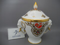 Fürstenberg Deckeldose Elefantengriffe Art Deco Vogel Blumen Goldrand Vase