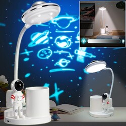 LED Schreibtischlampe Tischlampe Sternenprojektor Leselampe Nachttischlampe USB