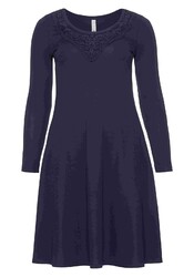 sheego Jerseykleid Damenkleid Damen Frauen Freizeit Mode Kleid Dunkelblau 120329