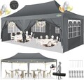 Pavillon 3x6 Faltpavillon Wasserdicht UV-Schutz Gartenzelt mit 6 Seitenwänden