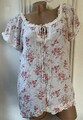 Multiblu Damen Carmen Viskose Smok Blumen-Rosen-Print Tunika-Bluse mit Borte 38