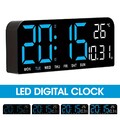 Große LED Digital Wanduhr mit Datum Temperatur Uhrzeit Display Alarm Clock 10"