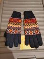 Woll Handschuhe Azteken Norweger blau Orange rot Strick Wollhandschuhe Wolle 