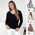 Damen Strickpullover Basic Pulli Rundhals Gerippt Pullover DSTREET Universal