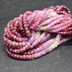 Gemischter Korund, Rubin unregelmäßig abgestufte facettierte Rondelle Perlen - 2 mm - 4 mm 