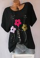 ITALY Tunika,Bluse,Shirt,modern Print,Applikation,glänz,oversize,Gr.44,46,48NEU