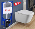 Komplettset Spülrandlos Wand Hänge WC Toilette / 114cm Vorwandelement Spülkasten