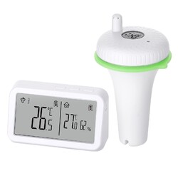 IBS-P02R Funk Poolthermometer, Schwimmend Poolthermometer mit Innentemperatur...