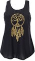 Retro Art Tanktop mit Ethnodruck Traumfänger - Baum des Lebens schwarz/goldgel