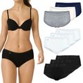 SLOGGI Damen Basic+ Midi Slip klassisch Elastikbund Logo schwarz weiß 3er Pack