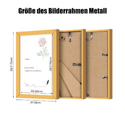 Bilderrahmen metall MDF Plakatrahmen Mit Plexiglas Foto Rahmen Wanddeko PosterGold,Schwarz, Silber 20x30 30x40 40x60 50x70