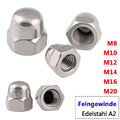 M8 M10 M12 M14 M16 M20 Feingewinde Hutmuttern hohe Form DIN 1587 Edelstahl V2A