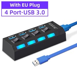 USB 3.0 Hub 4/7 Port Splitter Adapter mit Aktiv Netzteil Verteiler für Laptop PC