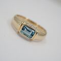 EXKLUSIVER BRILLANTRING BLAUTOPS IN 585/-GELBGOLD RW:53