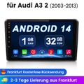Für AUDI A3 8P 2003-2012 1+32GB Android 14 Autoradio Apple Carplay GPS Navi DAB+
