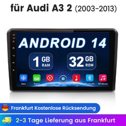 Für AUDI A3 8P 2003-2012 1+32GB Android 14 Autoradio Apple Carplay GPS Navi DAB+