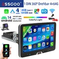 4G+64GB Android 14 KAM+ Autoradio GPS Navi 1 DIN Carplay 360° Drehbar Bildschirm
