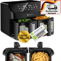 Juskys Heißluftfritteuse 9 L Doppelkammer - XXL Fritteuse Mit 2 Körben, 9 Progra