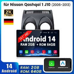 Android14.0 Carplay 13.1" Autoradio Für Nissan Qashqai 1 J10 06-13 GPS Navi 64GB