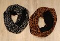 Loop Schal Schlauchschal 2x Strick Leopard schwarz grau braun