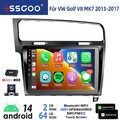 2+64G Autoradio Android 14 DAB+ GPS Navi KAM RDS Für VW Golf 7 MK7 VII 2013-2017