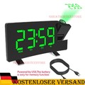 LED FM Radiowecker mit Projektion Digital Funkuhr Dimmbar Tischuhr Alarm USB DE