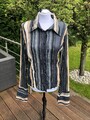 Damen-Bluse Hemd STREET ONE, Schwarz-grau-beige - Gr. 42 mit Kragen, extravagant