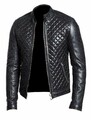 Herren Leder Steppjacke - Echt Lammleder Leder Motorrad Biker Jacke-04
