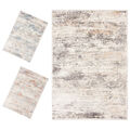 Modern Teppich Abstrakt Muster Kurzflor Wohnzimmerteppich Beige Blau Orange