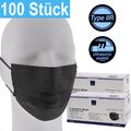 100 Stk. ABENA® Medizinischer Mundschutz OP-Masken 3-lagig SCHWARZ Typ IIR Maske