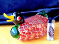 große edle Ente Vogel Glasskulptur farbig Skulptur Glas Bunt  1203 Gramm