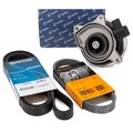 PIERBURG Wasserpumpe + 2x Keilrippenriemen für VW GOLF 5 6 PASSAT POLO 1.4 TSI