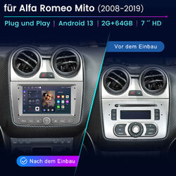 64G Carplay Android 13 Autoradio GPS Navi WIFI BT Für Alfa Romeo Mito 2008-2019