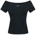 Hell Bunny T-Shirt Damen Alex Top schwarz Basics, Casual Wear, Rockabilly