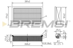 BREMSI FA0651 Air Filter for FORD,VOLVO