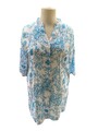 Bluse Korallenmuster 100 % Baumwolle Biesen Weiß Türkis Strand Urlaub 40-44 Neu
