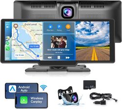 9,3 Zoll Tragbares Autoradio Wireless Apple CarPlay Android Auto BT DVR + Kamera