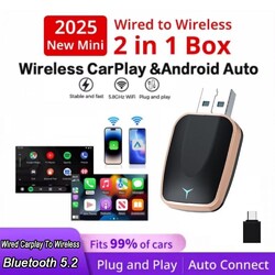 2 in 1 Wireless Carplay Adapter Android Auto Adapter USB Auto Dongle Connect Box