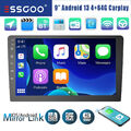 9'' Doppel DIN Carplay Autoradio Android 13 4+64G GPS Nav Bluetooth WIFI RDS USB