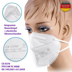 100x Schutzmaske FFP2 Mundschutz Maske Atemschutzmaske Mund Nasen CE 0370 5lagig✅ZERT. CE0370✅SOFORT LIEFERBAR✅5LAGIGES FILTERSYSTEM✅