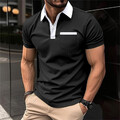 Herren Kontrast Kragen T-Shirt Polohemd Slim Fit Kurzarm Poloshirt Freizeit Hemd