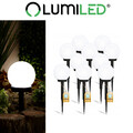 LUMILED 6/10x Solar Gartenleuchte LED Kugel ∅10cm mit Erdspieß Dämmerungssensor