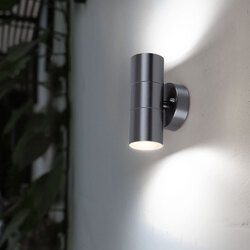 Außenleuchte Wandleuchte Wandlampe up and down IP44 Edelstahl 2x GU10 H 16,3 cm