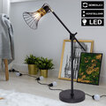 LED Retro Nacht Tisch Lampe Gitter Design SCHWARZ GOLD Leuchte höhenverstellbar